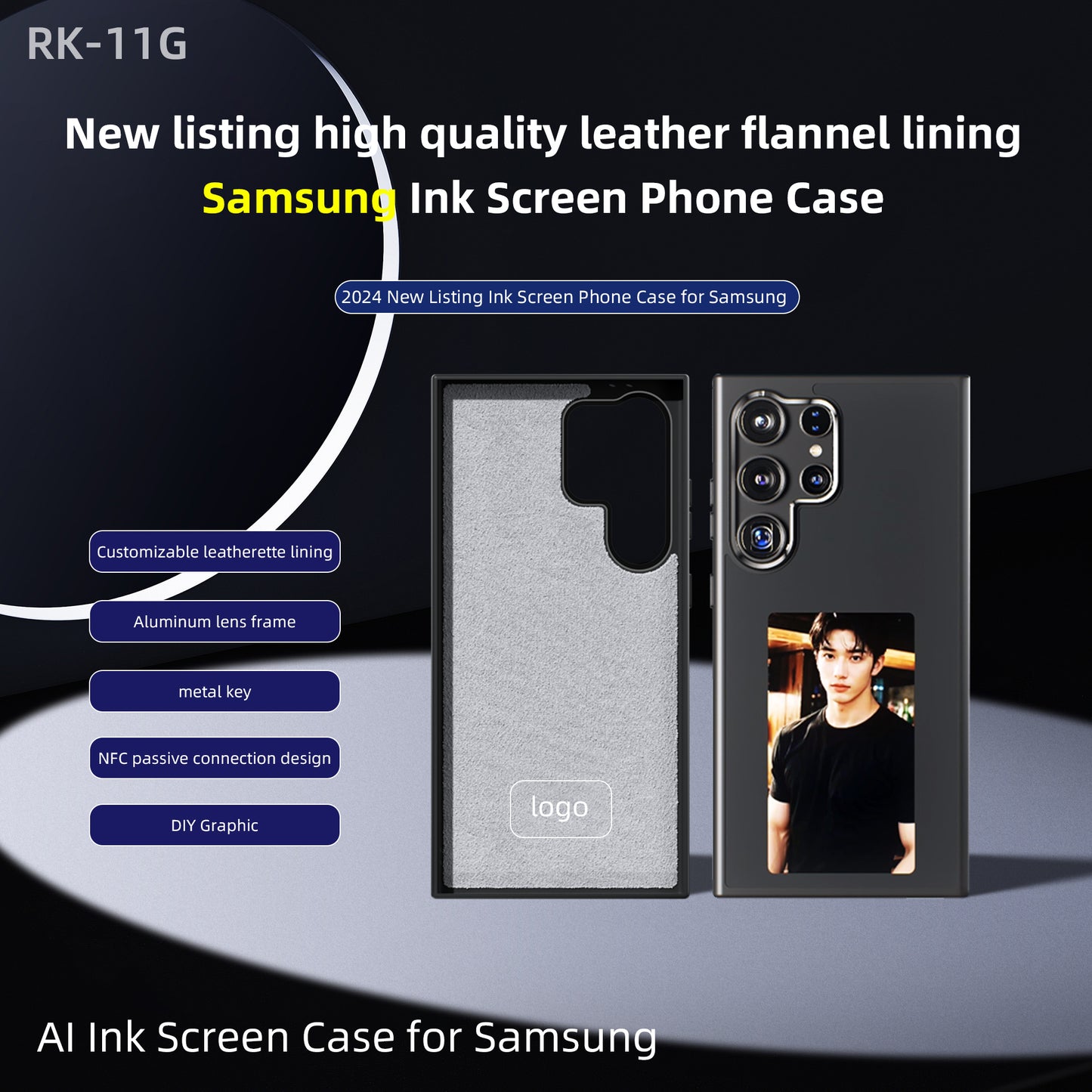 Samsung S24 Ultra /iphone13-15 Case 4 Colors AI Eink Case Display Picture Changeable Battery Free NFC e ink Case